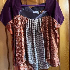 The Morgan factory Bohemian Patchwork Blouse in Purple and Orange